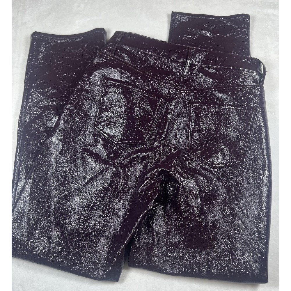 Express Straight Jeans Womens 8 Tall Purple Coated Metallic Super High Rise